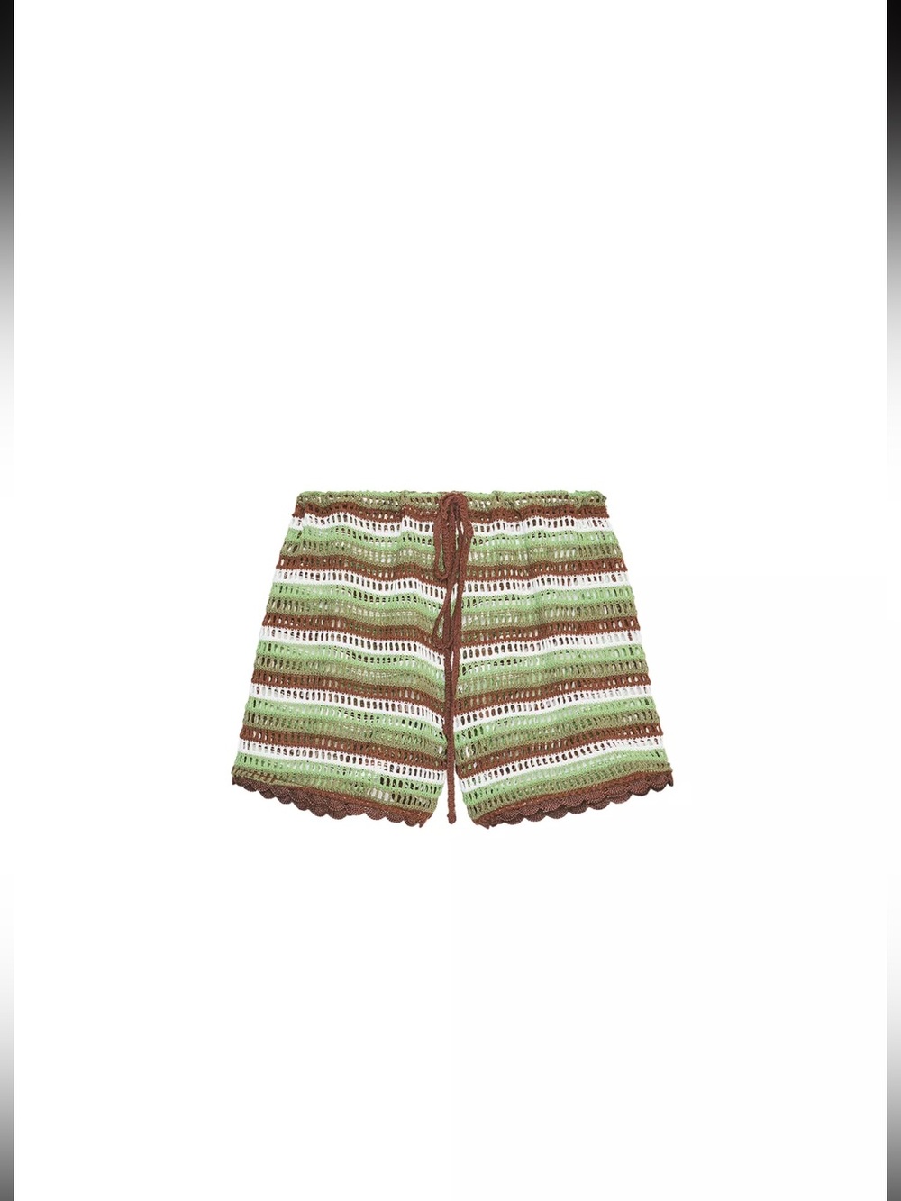 ZARA Crochet Striped Green & Brown Women’s Shorts